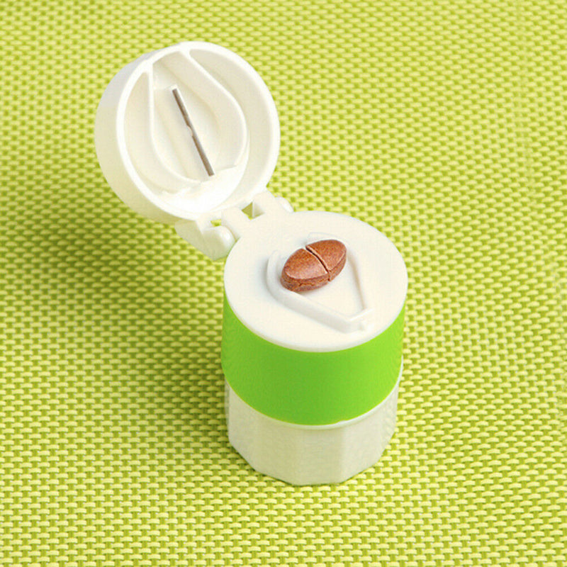 1Pc Pill Crusher Grinder Splitter Divider Cutter Storage Case Container BoOD,STO