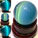 Blue Cat's eye Opal Natural Quartz Crystal Healing Round Stone Ball Sphere Decor