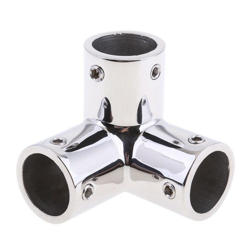 Stainless Steel 22mm 3-Way Corner Elbow Boat Hand Rail Fitting Hardware