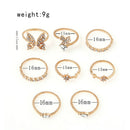 8pcs Elegant Butterfly Rhinestone Knuckle Ring Women Wedding Jewelry Gift