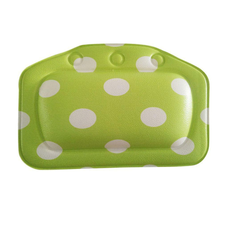 Bath Pillow Cushion Neckrest Back Support Comfort Bathtub Green Dots 2pcs