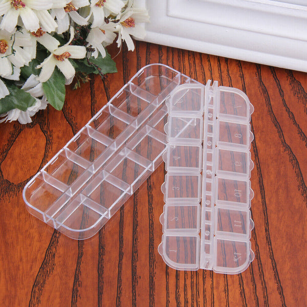 Nail Art Box Empty Divided Case Nail Tips Rhinestone Beads Gems Storage Box A#S