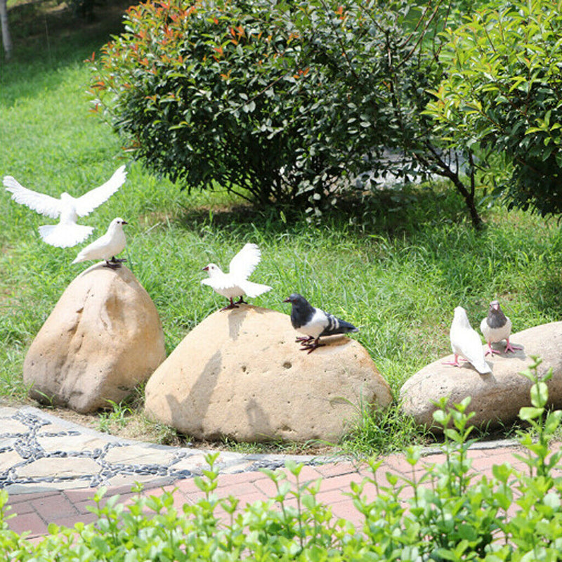 2 Pieces Realistic Standing Flying Doves with White Feathers Birds Animal