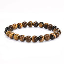2Pcs Men Boyfriend Classic Lava Rock Tiger Eye Gem Stone Beaded Healing Bracelet