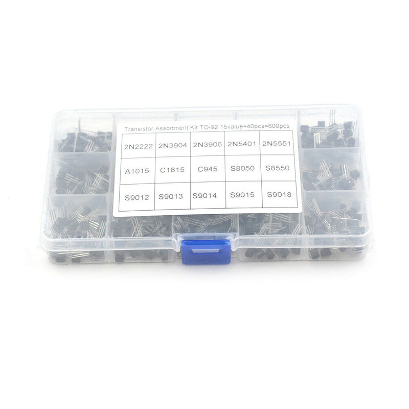 New 600Pcs (15 Value x 40 Pcs)/set Transistor TO-92 Assortment Box Kit Gw