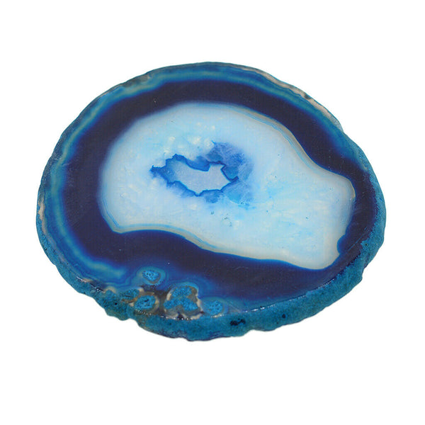 1 Piece 5-6 Mm Inch Agate Quartz Crystal Slices Coaster Home Ornament Navy Blue