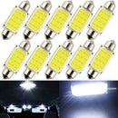10X Super White 36mm Car COB LED License Plate Light Bulb Dome Map Interior Bulb