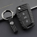 High Quality Carbon Fiber Flip Car Key Fob Chain Cover Case For VW Polo MK6 Golf