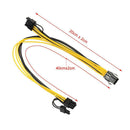 PCI-E 6-Pin Female to Dual 8-Pin (6+2 Pin) Male Video Card Power Cable