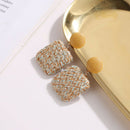 Korean Statement Geometric Big Earrings Sweet Woven Square Drop Earrings Ex