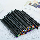 12pcs Black Pencil School Wood HB Writing Pencils With Colorful Diamond S3J1