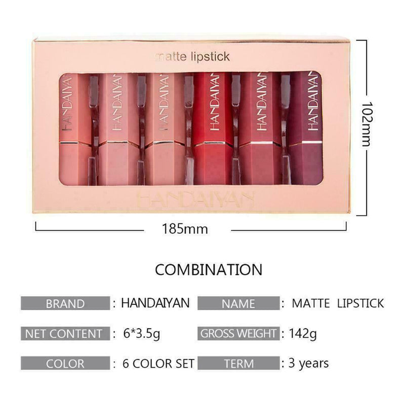 6pcs Matte Lipstick Set Wasserdicht Make Up Lippenstift Beauty Cosmetic Y0B0