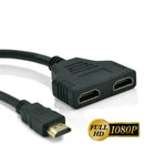 1In2 1080P HDMI Port Male To 2 Female Out Splitters Cable Adapter Converter Home