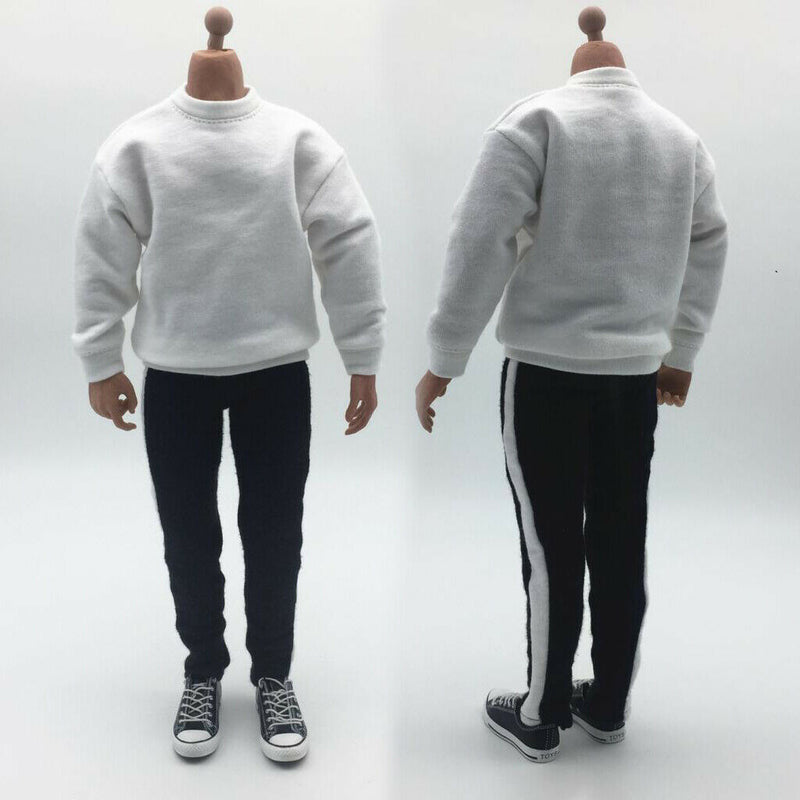1/6 Scale Round Collar Sweatshirt Top Outfit and Striped Pants For 12'' HT PH