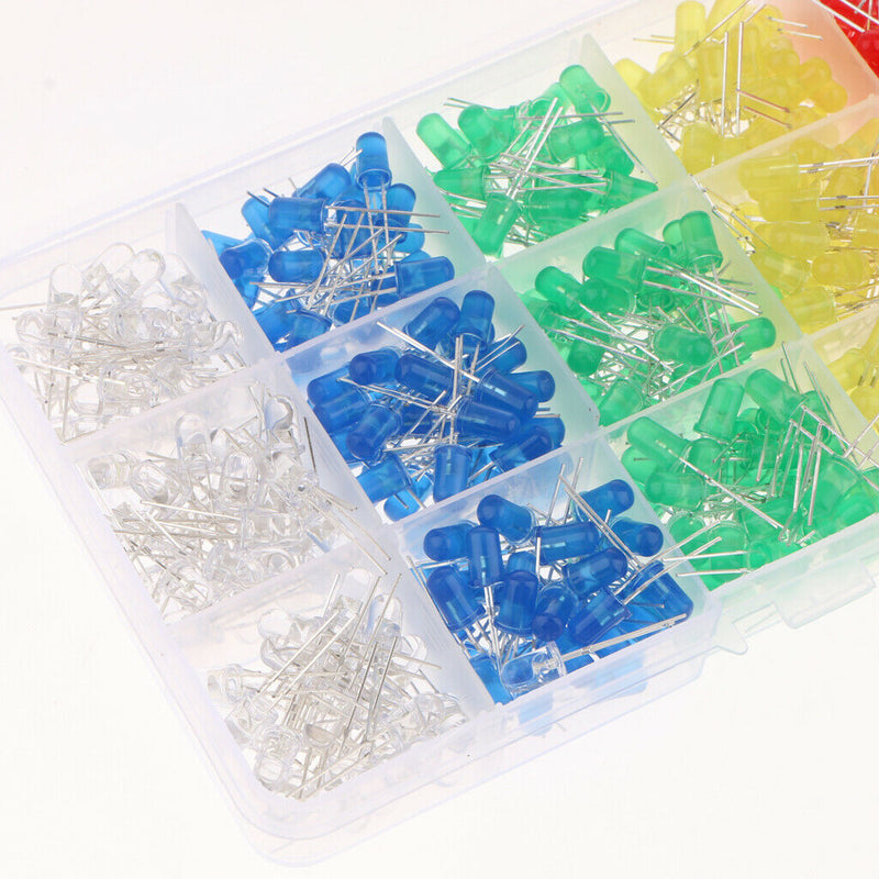500pcs Ultra Bright 5mm Light Emitting Diode LED Lamp Assorted Kit White Red
