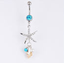Starfish Conch Dangle Button Belly Body Piercing Navel Ring Bar Barbell Jewelry-