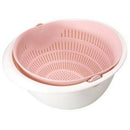 Multi-Functional Drain Basket Plastic Double Layer Vegetable Washing Basket Y7L4