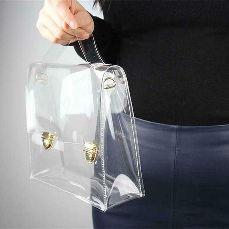Girls PVC Transparent Clear Clutch Bag Chain Tote Jelly Bag Shoulder Handbag