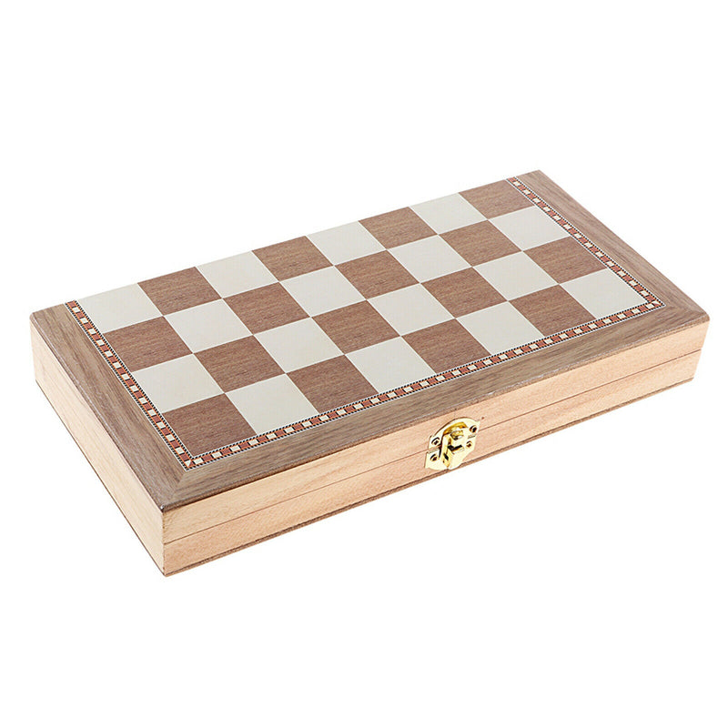 3-in-1 Wooden Chess Set Standard Chess Backgammon Puzzle Games Great Gift