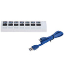 7 Ports USB 3.0 Hub AC Power Adapter Cable with On/Off Switch for PC Laptop
