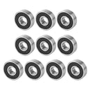 10pcs/set 608-2RS Rubber Cover Sealed Shafts Deep Groove Steel Ball Bearing