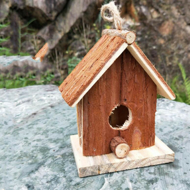 2 Pieces Handcraft Hanging Wooden Birdhouse Creative Decor Gift Balcony Lawn