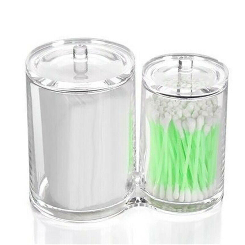 Clear Round Container Makeup Cotton Pad Organizer Jewelry Holder Box VPI