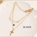 Multi-layer Cross Pendant Necklace Beads Choker Women Statement Jewelry  A