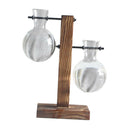 3PC Plants Hydroponic Vase with Retro Wooden Stand Office Desk Wedding Decor