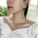Butterfly Rhinestone Necklace Women Tassel Long Choker Party Neck Jewelry A