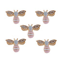 10Pcs Mixed Alloy Bee Rhinestone Embellishment Decorative Flatback Buttons 25mm