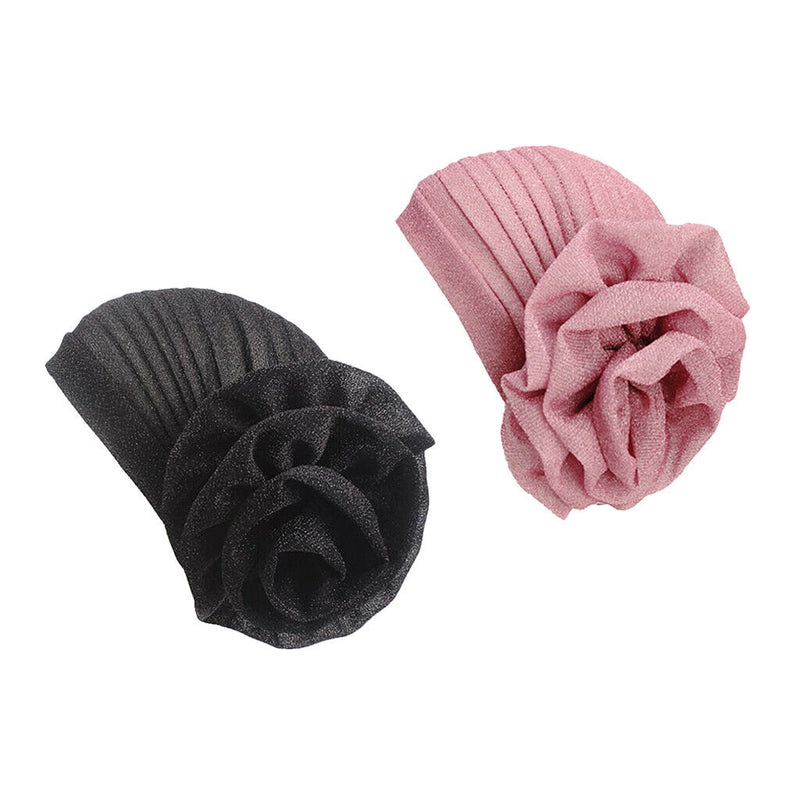 2x Women Large Muslim Flower Hijab Turban Ruffle Head Chemo Scarf