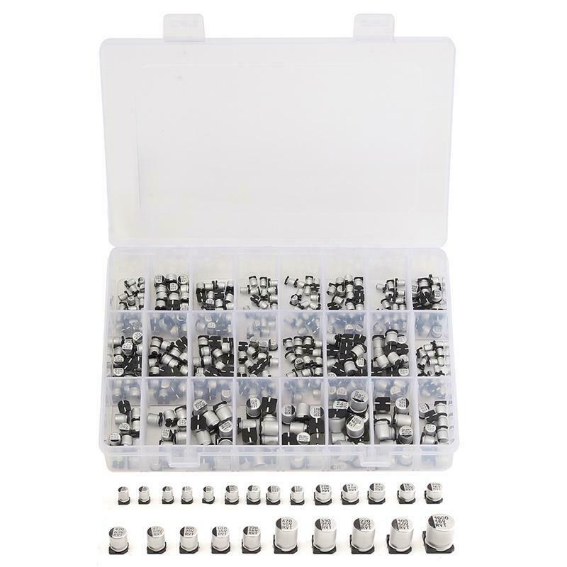 24 Value 400 pcs SMD Electrolytic Capacitor Assortment Box Kit Range 1uF-10 U5T4