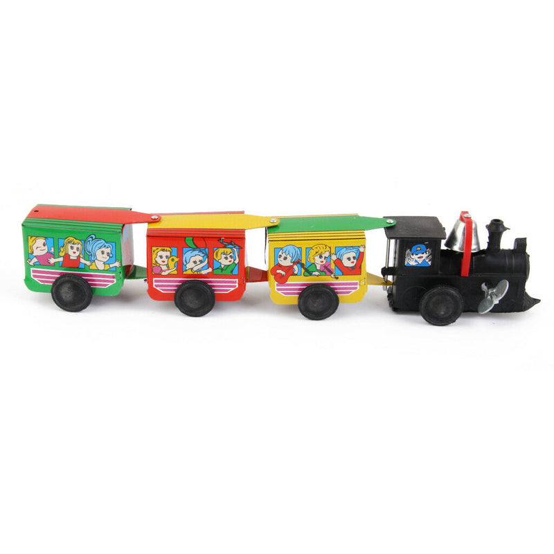 2pc Wind Up Steam Articulated Train Clockwork Tin ZigZag Express Collectible