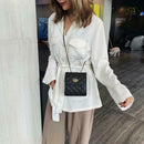 Fashion Messenger Bag Women PU Leather Shoulder Bags Small Purse (Black)