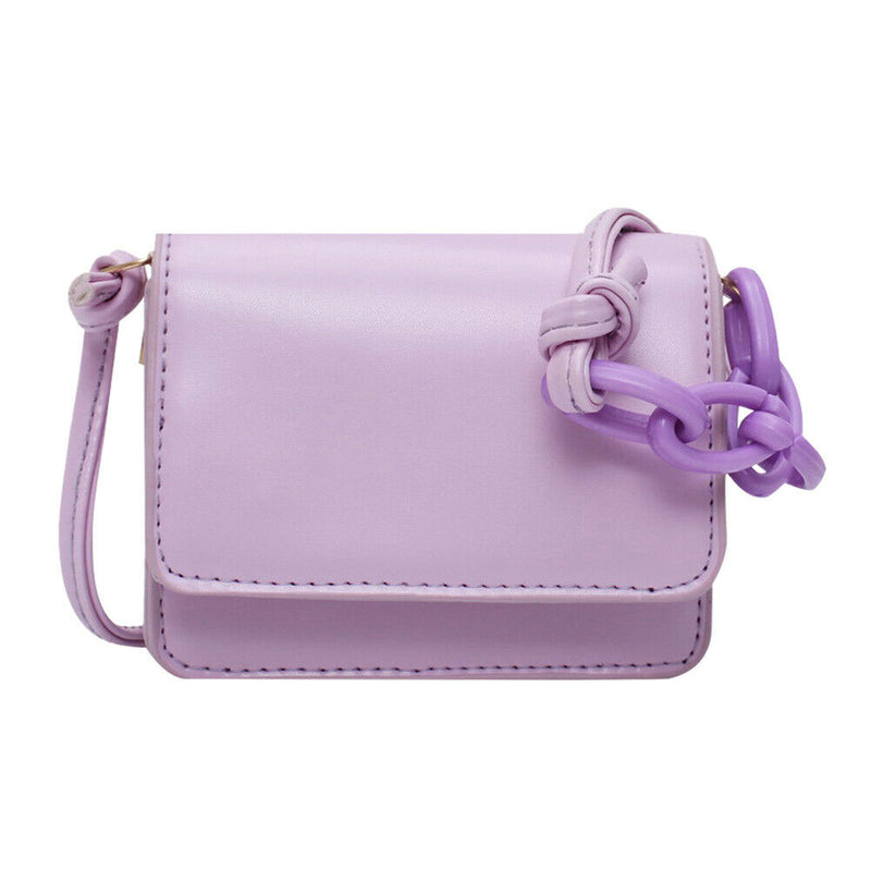 Leather Women Messenger Bag Mini Square Shoulder Satchel Handbags (Purple)