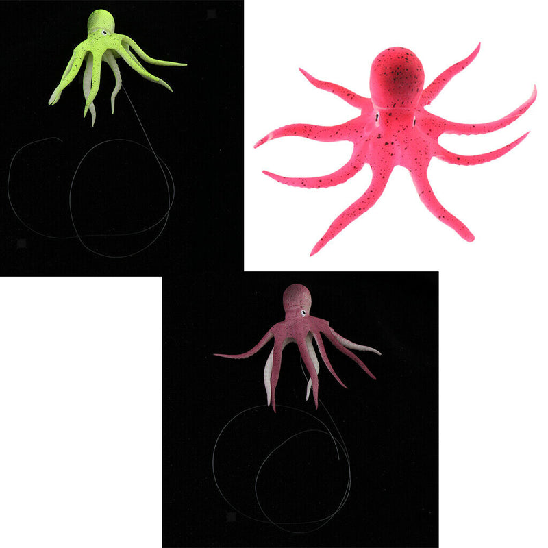 3x,low In The Dark Octopus for   Tank Aquarium Glow Decorations