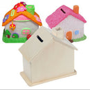 Piggy Bank Chalet Coin House Save money Base Art Decor Children Baby WoodenToyMO