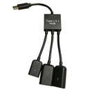 3 In 1 USB OTG Host Adapter Adapter Cable With 2x USB 2.0 1x Micro USB Port For