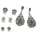 4Pairs/Set Bohemian Rhinestone Crystal Stud Earrings Women Charm Party Jewelry M