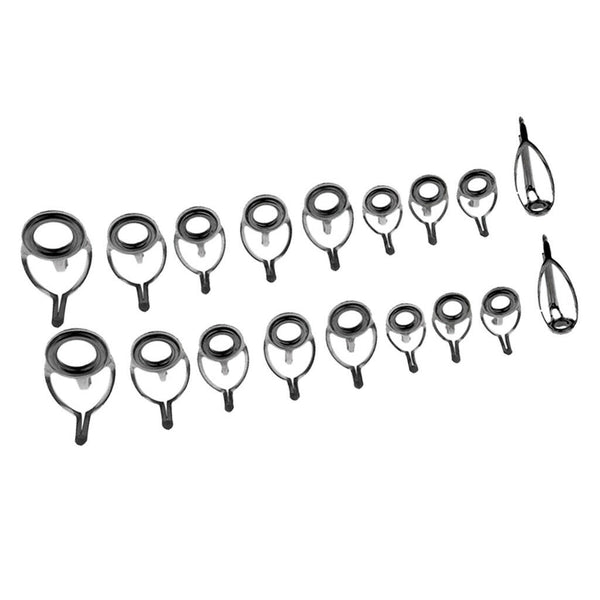 18pcs Stainless Steel Fishing Rod Leg Guides Tip Repair Kit Eye Rings Tackle