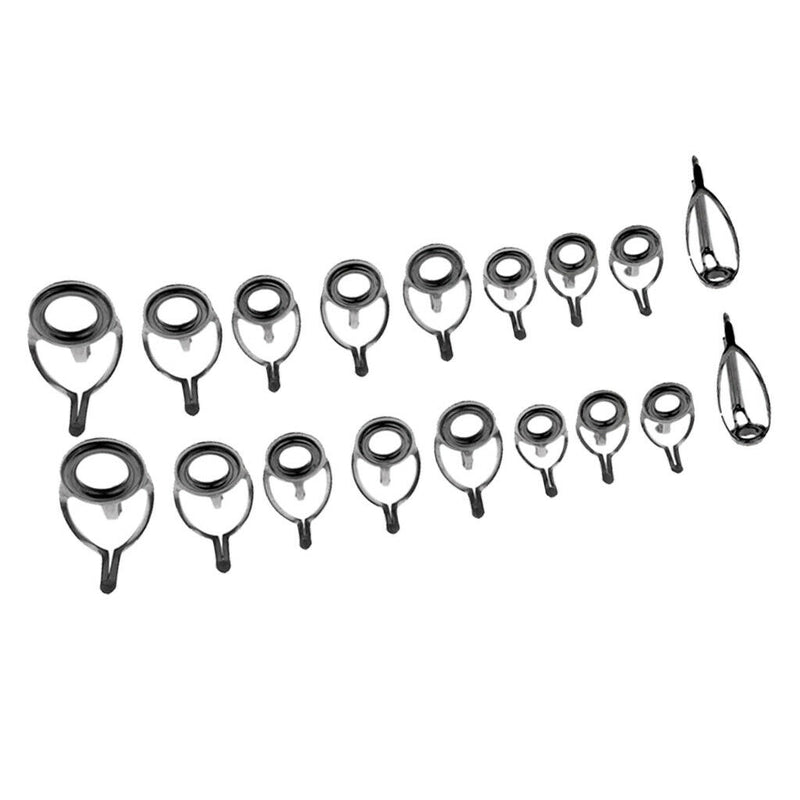18pcs Stainless Steel Fishing Rod Leg Guides Tip Repair Kit Eye Rings Tackle