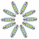 10X White 36MM 3 LED 5050 SMD Festoon Dome Car Light Interio Q6T4 B3H4 Lamp R4I6