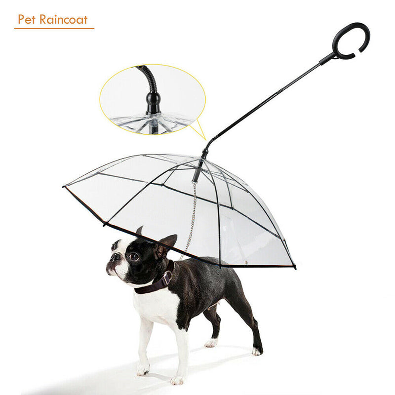 Outdoor Dog Raincoat for Raining Walking Leash Transparent Pet Umbrella Handle