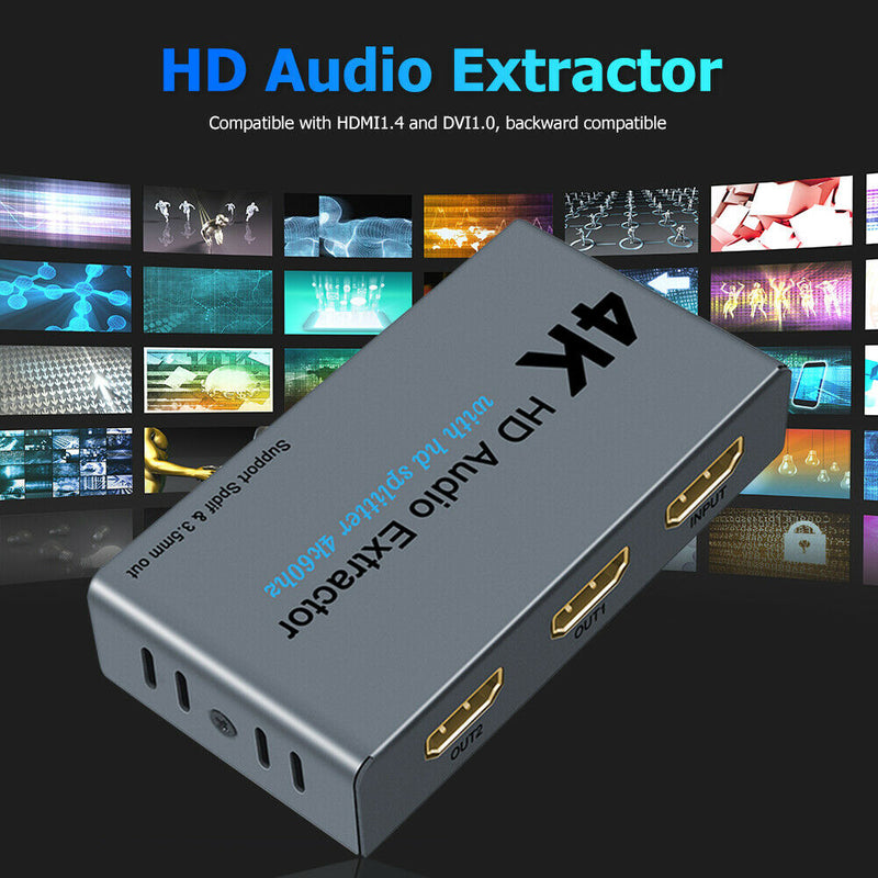 E12 4K HDMI 1.4 Splitter 1 In 2 Out with SPDIF + 3.5mm Audio Extractor