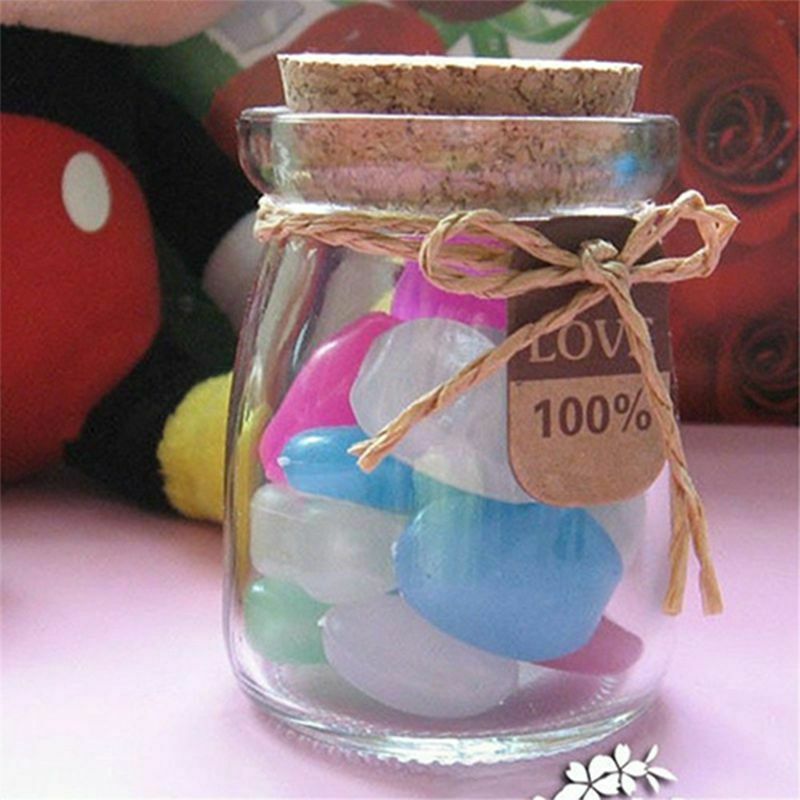 100Pcs Glow in the Dark Pebbles Artificial Stone Walkway Aquarium Fish Tank Q4X7