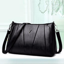 Women Girls Zipper PU Crossbody Messenger Bags Casual Pure Shoulder Handbag