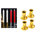 Set of 4 Golden Taper Candle Traditional Shape Fits for Standard Candlestick
