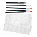 7Pcs Round Pointed Tip Nylon Hair Brush Set with 3 Pieces Paint Tray Palette