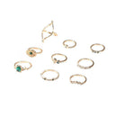 9pcs/Set Fashion Turquoise Ring Retro Rhinestone Knuckle Rings Jewelry Gift